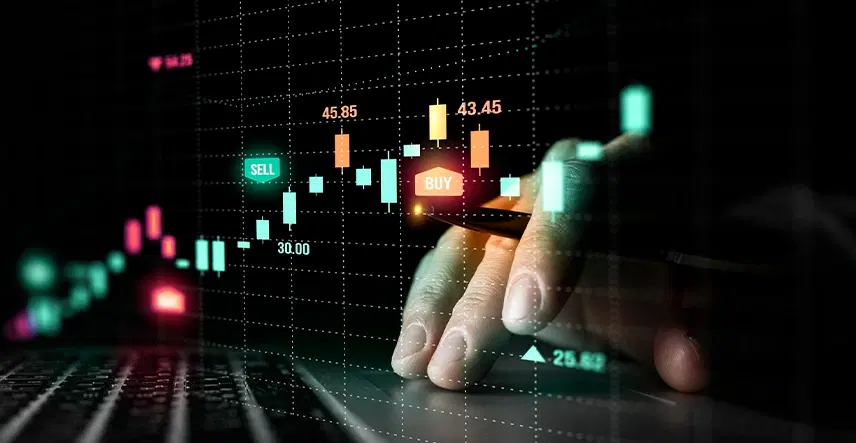 Various currency symbols representing forex trading